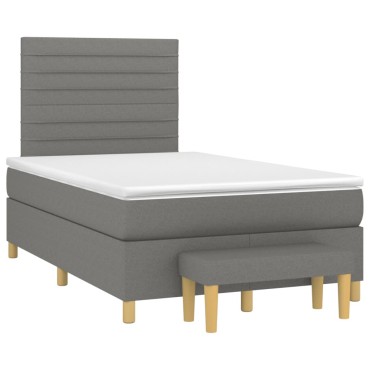 vidaXL Κρεβάτι Boxspring με Στρώμα Σκούρο Γκρι 120x200 εκ. Υφασμάτινο