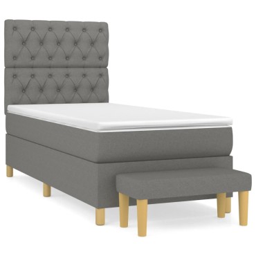 vidaXL Κρεβάτι Boxspring με Στρώμα Σκούρο Γκρι 80x200 εκ. Υφασμάτινο