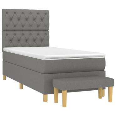 vidaXL Κρεβάτι Boxspring με Στρώμα Σκούρο Γκρι 80x200 εκ. Υφασμάτινο