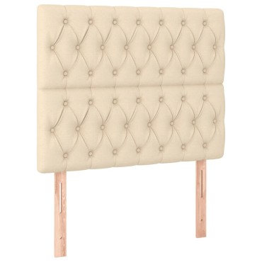 vidaXL Κρεβάτι Boxspring με Στρώμα Κρεμ 120x200cm Υφασμάτινο 1 τεμ. - Μονό