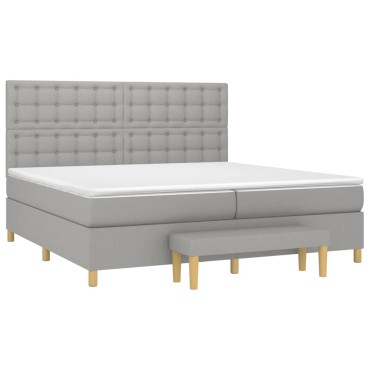 vidaXL Κρεβάτι Boxspring με Στρώμα Ανοιχτό Γκρι 200x200cm Υφασμάτινο 1 τεμ. - Διπλό