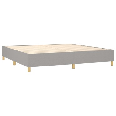 vidaXL Κρεβάτι Boxspring με Στρώμα Ανοιχτό Γκρι 200x200cm Υφασμάτινο 1 τεμ. - Διπλό