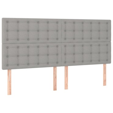 vidaXL Κρεβάτι Boxspring με Στρώμα Ανοιχτό Γκρι 200x200 εκ. Υφασμάτινο