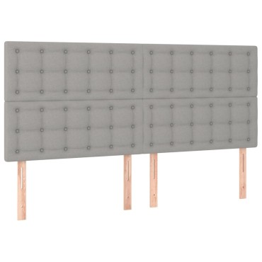 vidaXL Κρεβάτι Boxspring με Στρώμα Ανοιχτό Γκρι 200x200cm Υφασμάτινο 1 τεμ. - Διπλό