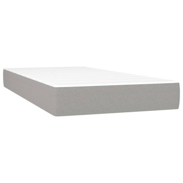 vidaXL Κρεβάτι Boxspring με Στρώμα Ανοιχτό Γκρι 200x200cm Υφασμάτινο 1 τεμ. - Διπλό