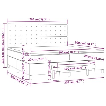 vidaXL Κρεβάτι Boxspring με Στρώμα Ανοιχτό Γκρι 200x200cm Υφασμάτινο 1 τεμ. - Διπλό