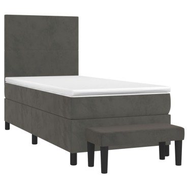 vidaXL Κρεβάτι Boxspring με Στρώμα Σκούρο Γκρι 80x200 εκ. Βελούδινο