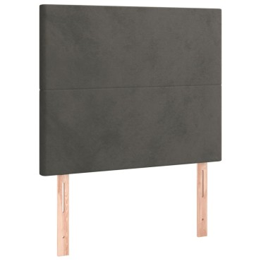 vidaXL Κρεβάτι Boxspring με Στρώμα Σκούρο Γκρι 90x200 εκ. Βελούδινο
