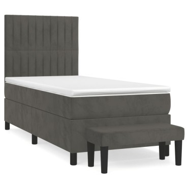 vidaXL Κρεβάτι Boxspring με Στρώμα Σκούρο Γκρι 80x200 εκ. Βελούδινο