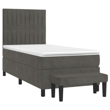 vidaXL Κρεβάτι Boxspring με Στρώμα Σκούρο Γκρι 80x200 εκ. Βελούδινο