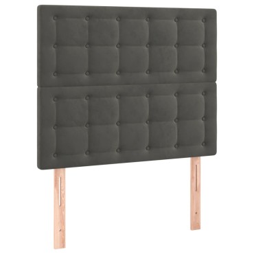 vidaXL Κρεβάτι Boxspring με Στρώμα Σκούρο Γκρι 90x200 εκ. Βελούδινο