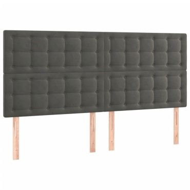 vidaXL Κρεβάτι Boxspring με Στρώμα Σκούρο Γκρι 200x200 εκ. Βελούδινο