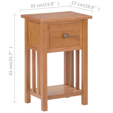 vidaXL Τραπεζάκι Βοηθητικό με Συρτάρι 35x27x55cm Μασίφ Ξύλο Δρυός 1 τεμ.