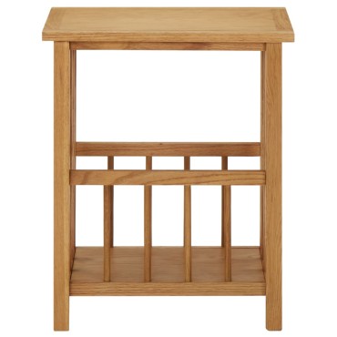 vidaXL Τραπεζάκι με Θήκη Περιοδικών 45x35x55cm Μασίφ Ξύλο Δρυός 1 τεμ.