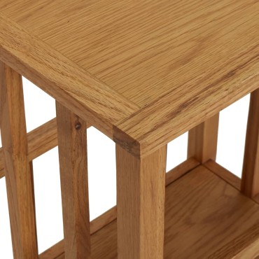 vidaXL Τραπεζάκι με Θήκη Περιοδικών 45x35x55cm Μασίφ Ξύλο Δρυός 1 τεμ.