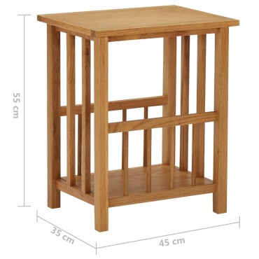 vidaXL Τραπεζάκι με Θήκη Περιοδικών 45x35x55cm Μασίφ Ξύλο Δρυός 1 τεμ.