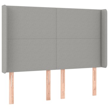 vidaXL Κρεβάτι Boxspring με Στρώμα & LED Αν.Γκρι 140x190εκ. Υφασμάτινο