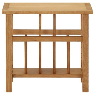 vidaXL Τραπεζάκι με Θήκη Περιοδικών 45x27x42cm Μασίφ Ξύλο Δρυός 1 τεμ.