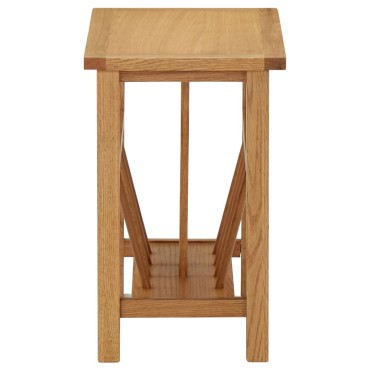 vidaXL Τραπεζάκι με Θήκη Περιοδικών 45x27x42cm Μασίφ Ξύλο Δρυός 1 τεμ.