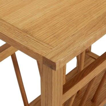 vidaXL Τραπεζάκι με Θήκη Περιοδικών 45x27x42cm Μασίφ Ξύλο Δρυός 1 τεμ.
