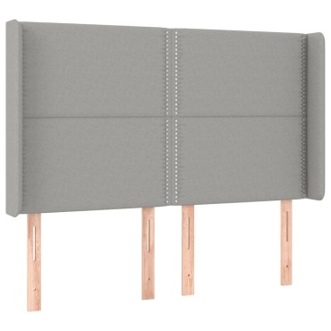 vidaXL Κρεβάτι Boxspring με Στρώμα & LED Αν.Γκρι 140x190εκ. Υφασμάτινο