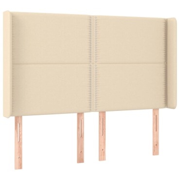 vidaXL Κρεβάτι Boxspring με Στρώμα & LED Κρεμ 140x190cm Υφασμάτινο 1 τεμ. - Διπλό