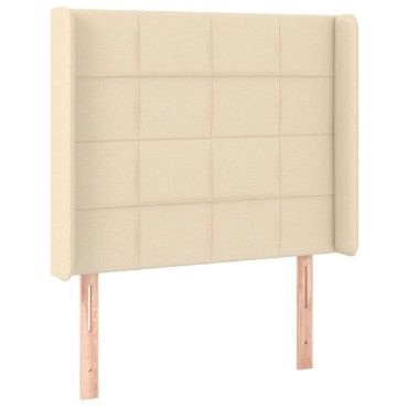 vidaXL Κρεβάτι Boxspring με Στρώμα & LED Κρεμ 100x200 εκ. Υφασμάτινο