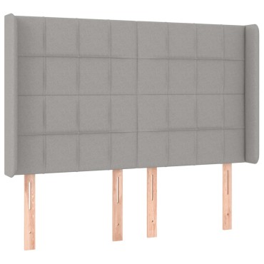 vidaXL Κρεβάτι Boxspring με Στρώμα & LED Αν.Γκρι 140x190εκ. Υφασμάτινο