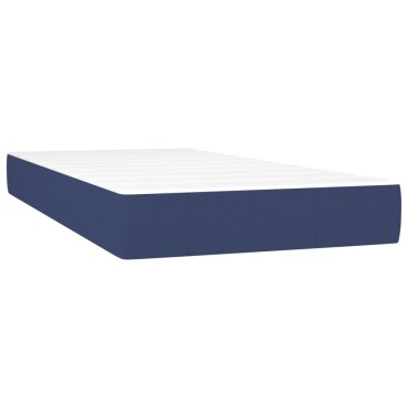 vidaXL Κρεβάτι Boxspring με Στρώμα & LED Μπλε 90x200 εκ. Υφασμάτινο