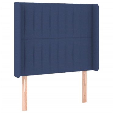 vidaXL Κρεβάτι Boxspring με Στρώμα & LED Μπλε 90x200 εκ. Υφασμάτινο