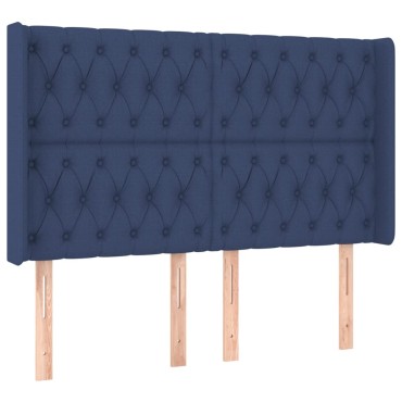 vidaXL Κρεβάτι Boxspring με Στρώμα & LED Μπλε 160x200 εκ. Υφασμάτινο