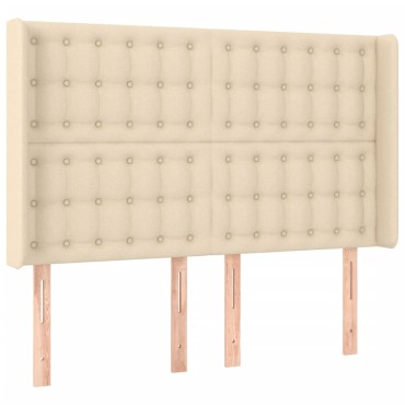 vidaXL Κρεβάτι Boxspring με Στρώμα & LED Κρεμ 140x200 εκ. Υφασμάτινο