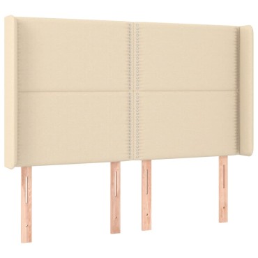 vidaXL Κρεβάτι Boxspring με Στρώμα & LED Κρεμ 140x200 εκ. Υφασμάτινο