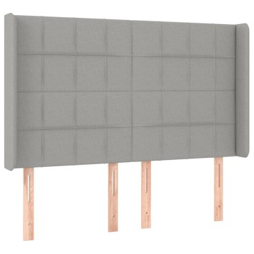 vidaXL Κρεβάτι Boxspring με Στρώμα & LED Αν.Γκρι 140x190εκ. Υφασμάτινο