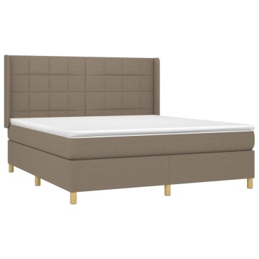 vidaXL Κρεβάτι Boxspring με Στρώμα & LED Taupe 180x200 εκ. Υφασμάτινο