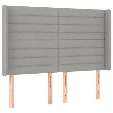 vidaXL Κρεβάτι Boxspring με Στρώμα & LED Αν.Γκρι 140x190εκ. Υφασμάτινο