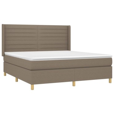 vidaXL Κρεβάτι Boxspring με Στρώμα & LED Taupe 160x200 εκ. Υφασμάτινο