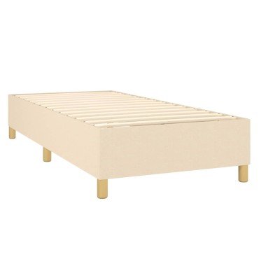 vidaXL Κρεβάτι Boxspring με Στρώμα & LED Κρεμ 80x200cm Υφασμάτινο 1 τεμ. - Μονό