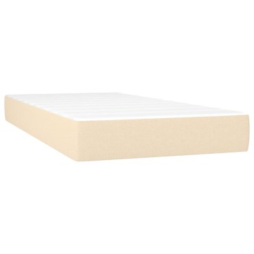 vidaXL Κρεβάτι Boxspring με Στρώμα & LED Κρεμ 80x200cm Υφασμάτινο 1 τεμ. - Μονό