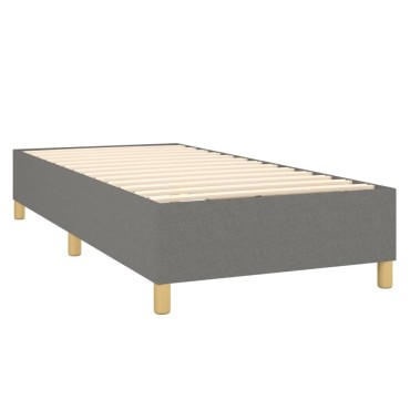 vidaXL Κρεβάτι Boxspring με Στρώμα & LED Σκ.Γκρι 90x190cm Υφασμάτινο 1 τεμ. - Μονό