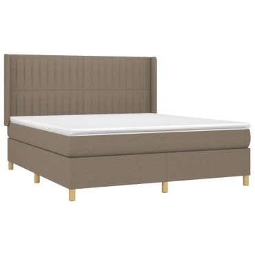 vidaXL Κρεβάτι Boxspring με Στρώμα & LED Taupe 180x200 εκ. Υφασμάτινο