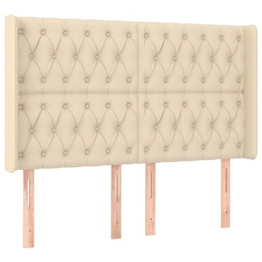 vidaXL Κρεβάτι Boxspring με Στρώμα & LED Κρεμ 160x200 εκ. Υφασμάτινο