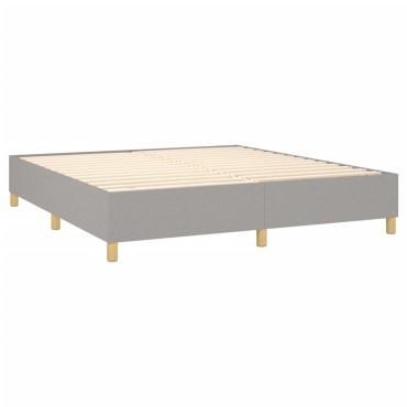 vidaXL Κρεβάτι Boxspring με Στρώμα & LED Αν.Γκρι 180x200εκ. Υφασμάτινο