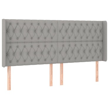 vidaXL Κρεβάτι Boxspring με Στρώμα & LED Αν.Γκρι 180x200εκ. Υφασμάτινο