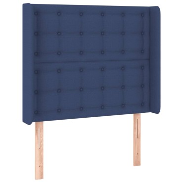 vidaXL Κρεβάτι Boxspring με Στρώμα & LED Μπλε 100x200 εκ. Υφασμάτινο