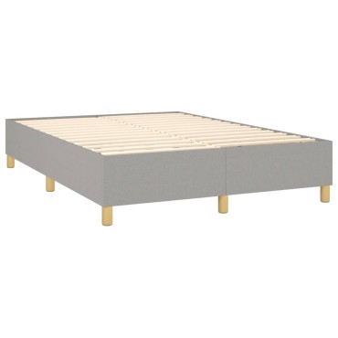 vidaXL Κρεβάτι Boxspring με Στρώμα & LED Αν.Γκρι 140x190εκ. Υφασμάτινο