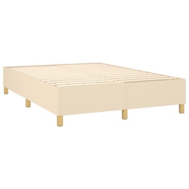 vidaXL Κρεβάτι Boxspring με Στρώμα & LED Κρεμ 140x190 εκ. Υφασμάτινο