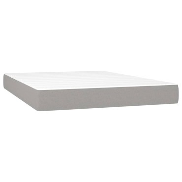 vidaXL Κρεβάτι Boxspring με Στρώμα & LED Αν.Γκρι 140x200εκ. Υφασμάτινο