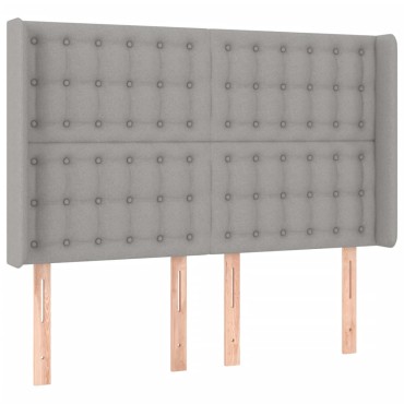 vidaXL Κρεβάτι Boxspring με Στρώμα & LED Αν.Γκρι 140x200εκ. Υφασμάτινο