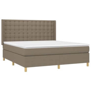 vidaXL Κρεβάτι Boxspring με Στρώμα & LED Taupe 180x200 εκ. Υφασμάτινο